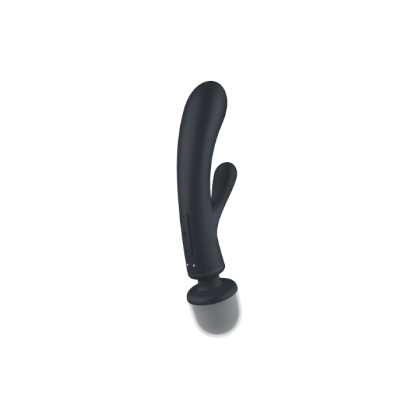 2 en 1 Vibromasseur rabbit et wand noir USB Triple Lover Satisfyer 